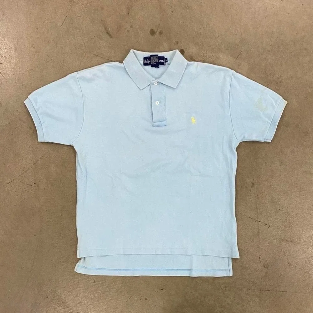 Vintage 90s Ralph Lauren Light Blue Polo Shirt Size L‎